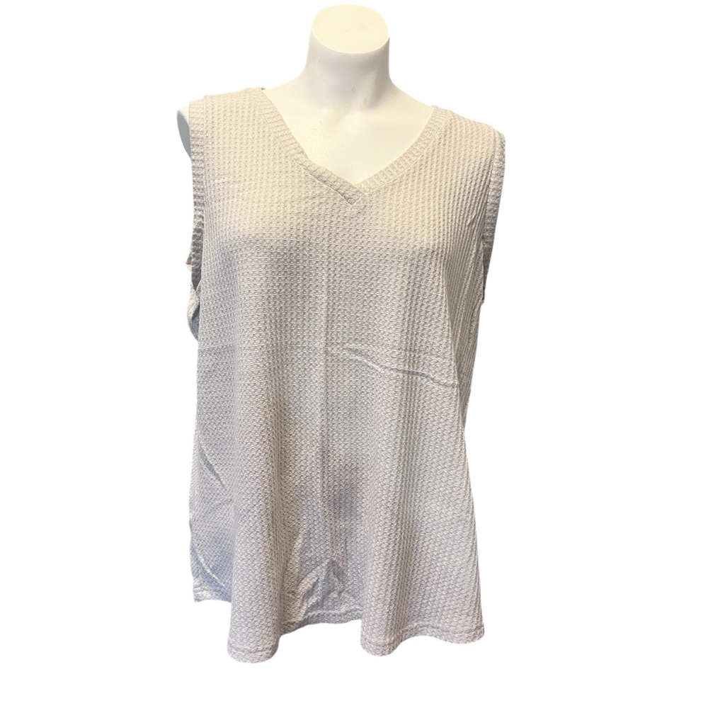 Women's Cream Waffle Knit Sleeveless Top